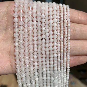 

Wholesale Faceted 2/3/4mm Natural Stone Beads Moonstone Gem Beads For Jewelry Making Beadwork DIY Bracelet necklace 15inches