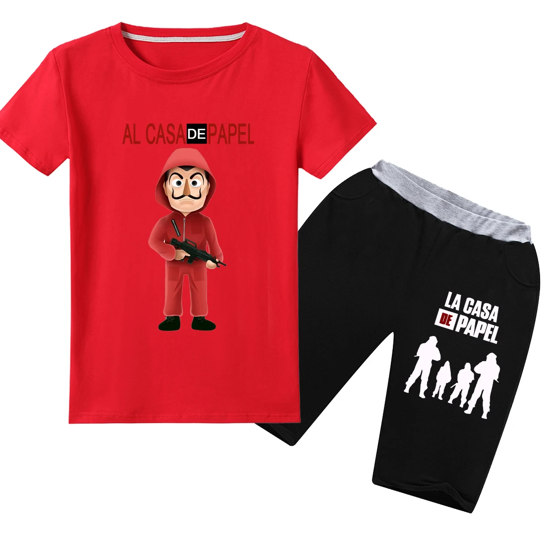 2020 La Casa De Papel Children Tshirt Baby Girl Clothes Set Funny Summer Kids Suits Money Heist Motion Casual Clothing Femme baby clothing sets girl Clothing Sets