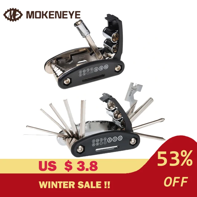 US $3.61 16 In1 Bike Bycicle Cycling Mini Fold Repair Tool Kit Multi-Function Hex Wrench Nut Tire Repair Hex