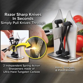 

Kitchen Knife Sharpener Elastic Spring Non-slip Base Multipurpose Grinder Sharpener Professional Tungsten Carbide Sharpener Tool