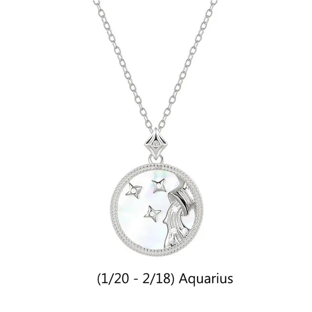 Aquarius Leouerry, 925 пробы, серебряное Созвездие, ожерелье, эксклюзивный,, белое, фритиллярное ожерелье s для женщин, серебро 925, ювелирное изделие - Цвет камня: Aquarius