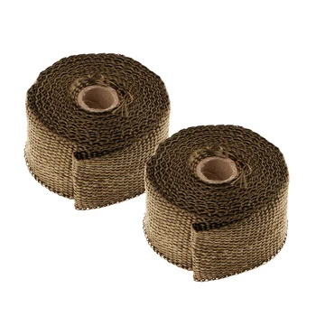 

2 Roll New Durable 2inchx50ft Titanium Temperature Header Exhaust Wrap Brown