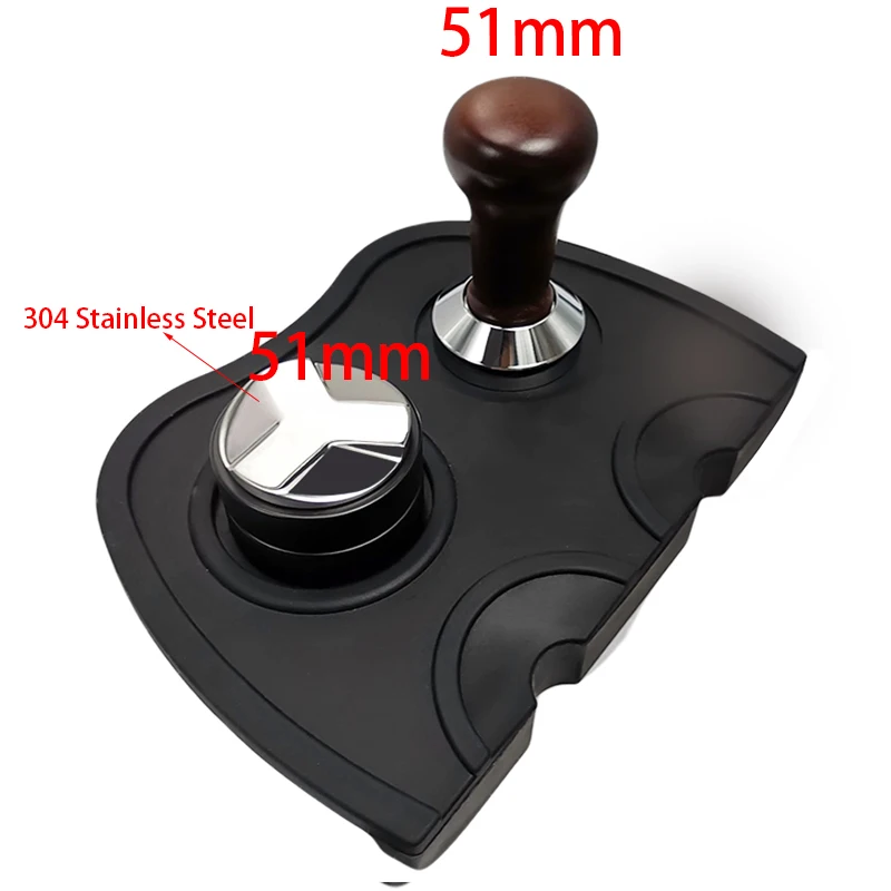 51mm 304 Stainless Steel 3 Angle Coffee Tamper and Flat Coffee Tampers With Double Coffee Mat
