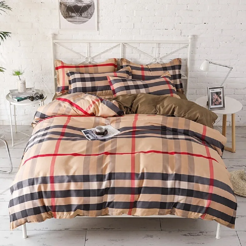 

Luxury Grid Bedding Sets 3/4pcs Geometric Pattern Fashion Bed Linings Duvet Cover Bed Sheet Pillowcases Cover Bedding Set