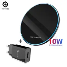 WOTOBE QC3.0 зарядное устройство Qi Беспроводное зарядное устройство 10 Вт 7,5 Вт 5 Вт для iPhone 11/11pro/xr 8/8 Plus/s10/S9/S9+/S8/S8+/S7/Note 8/9 /10 PowerPort