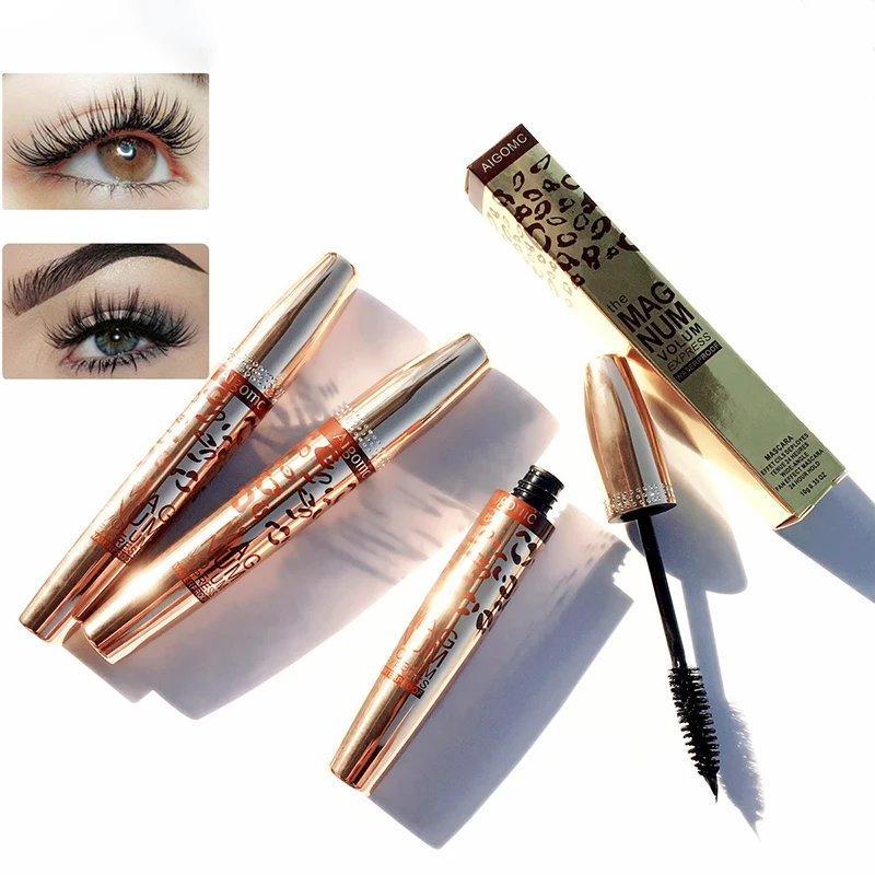 black New makeup rose gold aluminum tube silicone mascara waterproof and sweatproof natural beauty eyelash makeup - Цвет: black