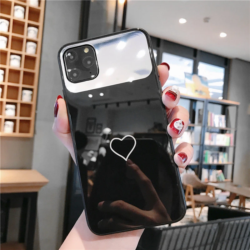 Модный чехол для телефона с сердечками для iphone X, XR, XSMAX, чехол для iphone 11pro, 7, 8 Plus, Ретро стиль, модный чехол, жесткое стекло, задний чехол s - Цвет: Золотой