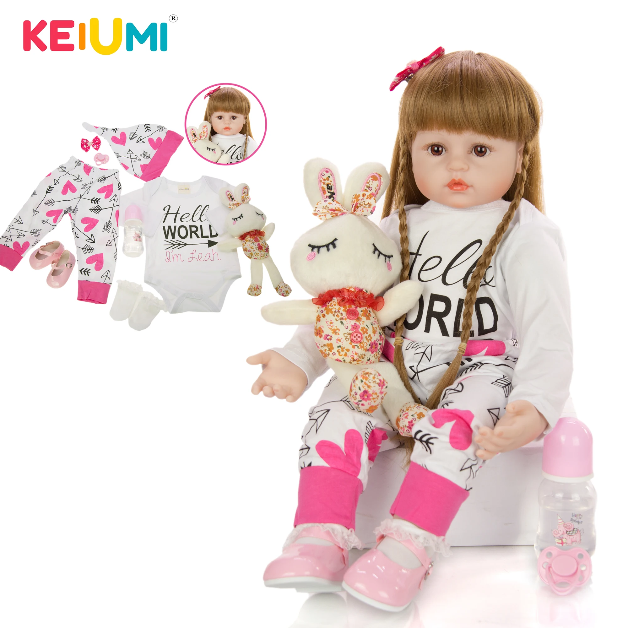 KEIUMI 60 см тканевая Кукла Reborn Baby Doll игрушка Реалистичная принцесса девочка