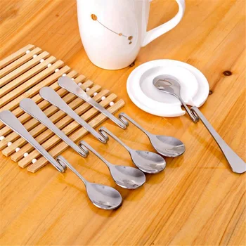 

5pcs Stainless Steel Creative Hanging Coffee Spoon Twisted Sugar Spoon Tea Scoop Ice Cream Dessert Spoon Coffee Scoop