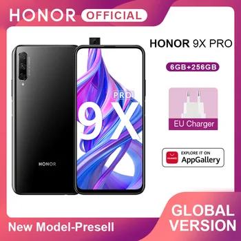 Перейти на Алиэкспресс и купить Presell глобальная версия Honor 9X Pro смартфон Kirin 810 7nm 6 ГБ 256 ГБ 48MP Тройная всплывающая камера 6,59 дюйммобильный телефон с жидкостью Cool