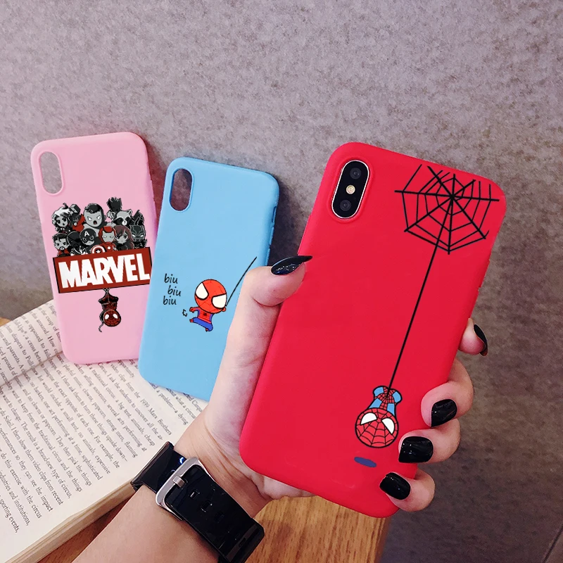 Чехол для телефона XiaoMi RedMi Note 8 7 6 5 K20 Pro Человек-паук Marvel матовый Силиконовый чехол s мягкая задняя крышка