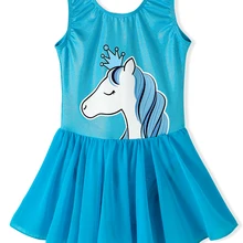 Littele/балетное платье без рукавов для девочек балетная юбка с рисунком единорога детская сценическая танцевальная одежда гимнастический костюм, платье
