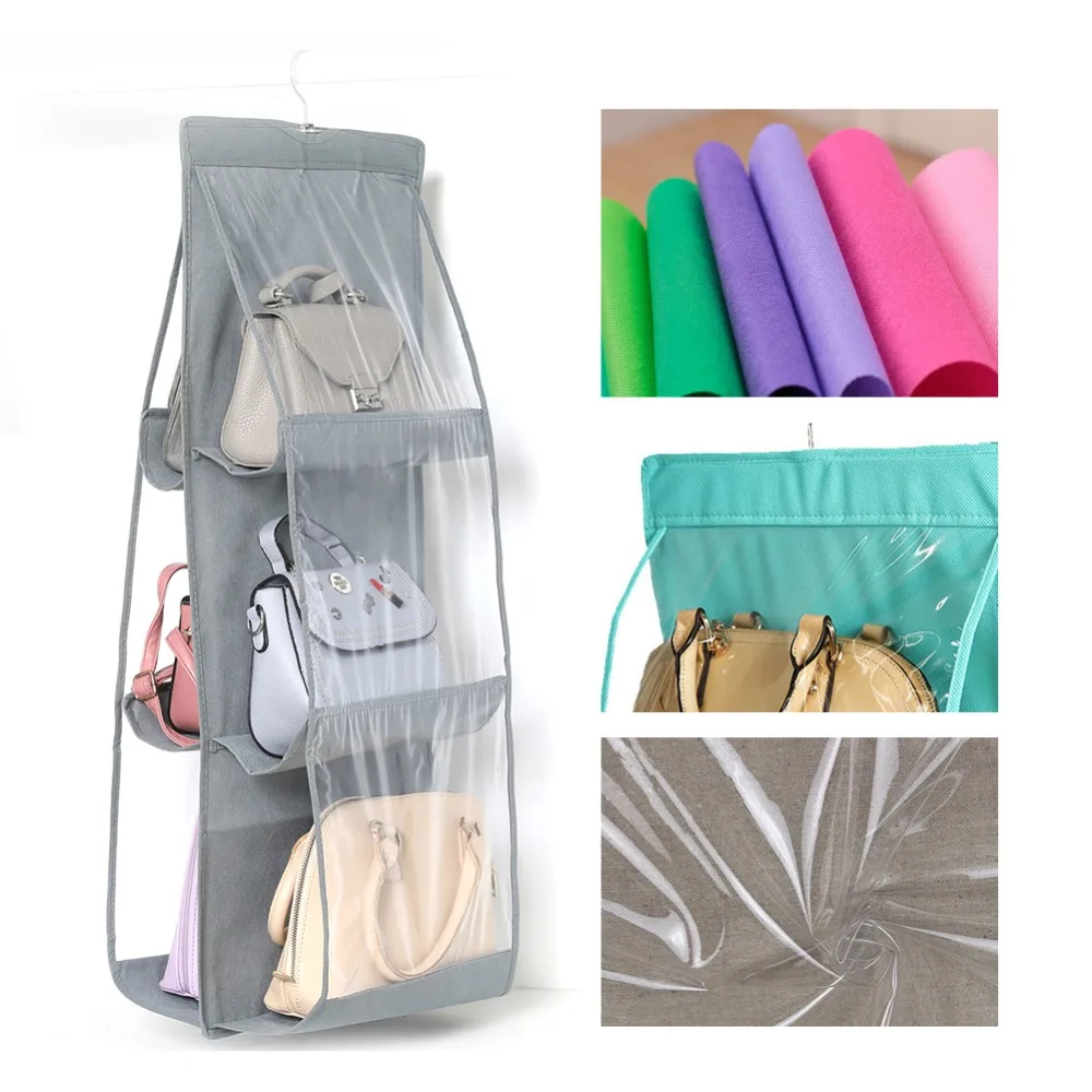6 карманная подвесная сумка-Органайзер для гардероба, прозрачная сумка для хранения, дверная настенная прозрачная сумка для обуви, сумка-вешалка