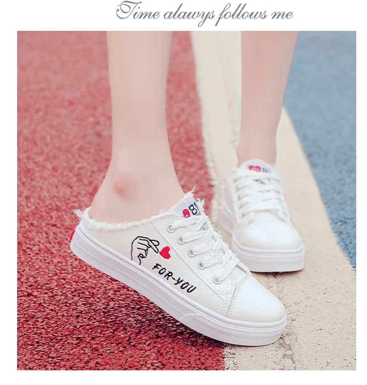 

2019 Summer New Style Students Korean-style Fashion Casual Versatile Rubber Flat Canvas Slipper Women's