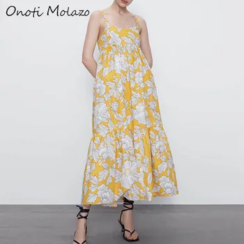 

Onoti Molazo Casual Long Slip Dress Women Floral Print Vestidos Ladies Fashion Maxi Dresses Loose Female 2020 Spring Summer New