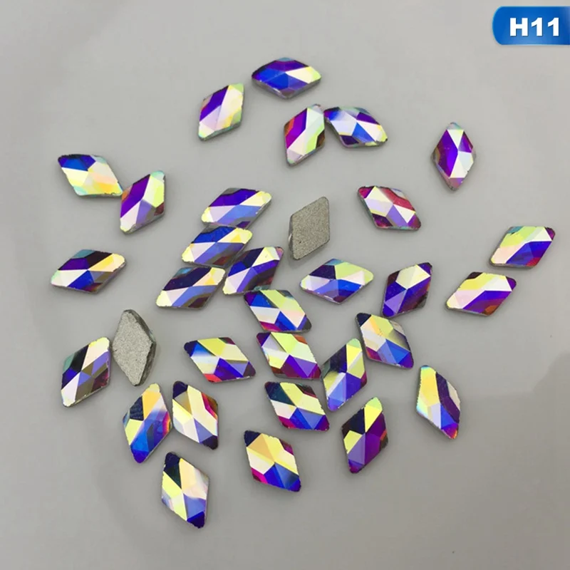 11 50 шт. симфония плоское дно сверла Сетка Красный гвоздь Алмазная дрель DIY ювелирные аксессуары в форме бриллианта - Цвет: 11