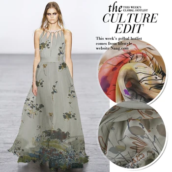 

3 Meter Dress Natural Silk Scarf Beach Skirt Printed Fabric Thin Chiffon Colorful Flowers