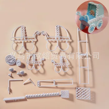

Stroller Fondant Cake Pressing Die Stencil Baby Chair Cookie Cookie Cutter Bakery Cake Decoration Tools