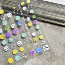 

High Quality Ultra-Thin Adhesive Smiley 5D Nail Art Stickers Cute Smile DIY Manicure Decal Decoration 2021 New Fashion Stickers