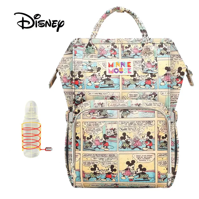 Disney пеленки мешок молния Usb большой емкости Мумия Материнство подгузник рюкзак подгузник Органайзер девочка ребенок мама Влажные Сумки коляска - Цвет: M