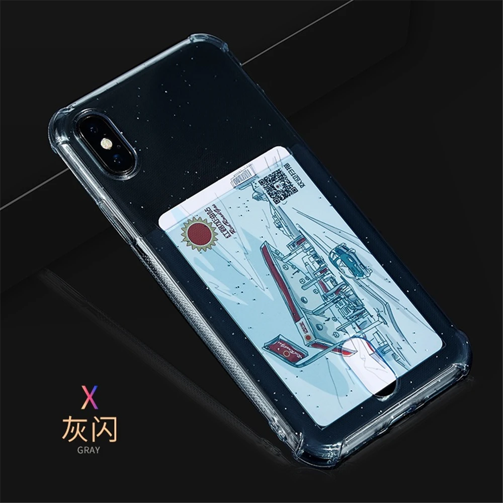 For IPhone 7 8 Plus XR XS MAX Credit Card Holder Soft TPU Cover For iPhone 5 5S SE 6 6S 11 Pro Max Plus Wallet Silicone Cases (4)