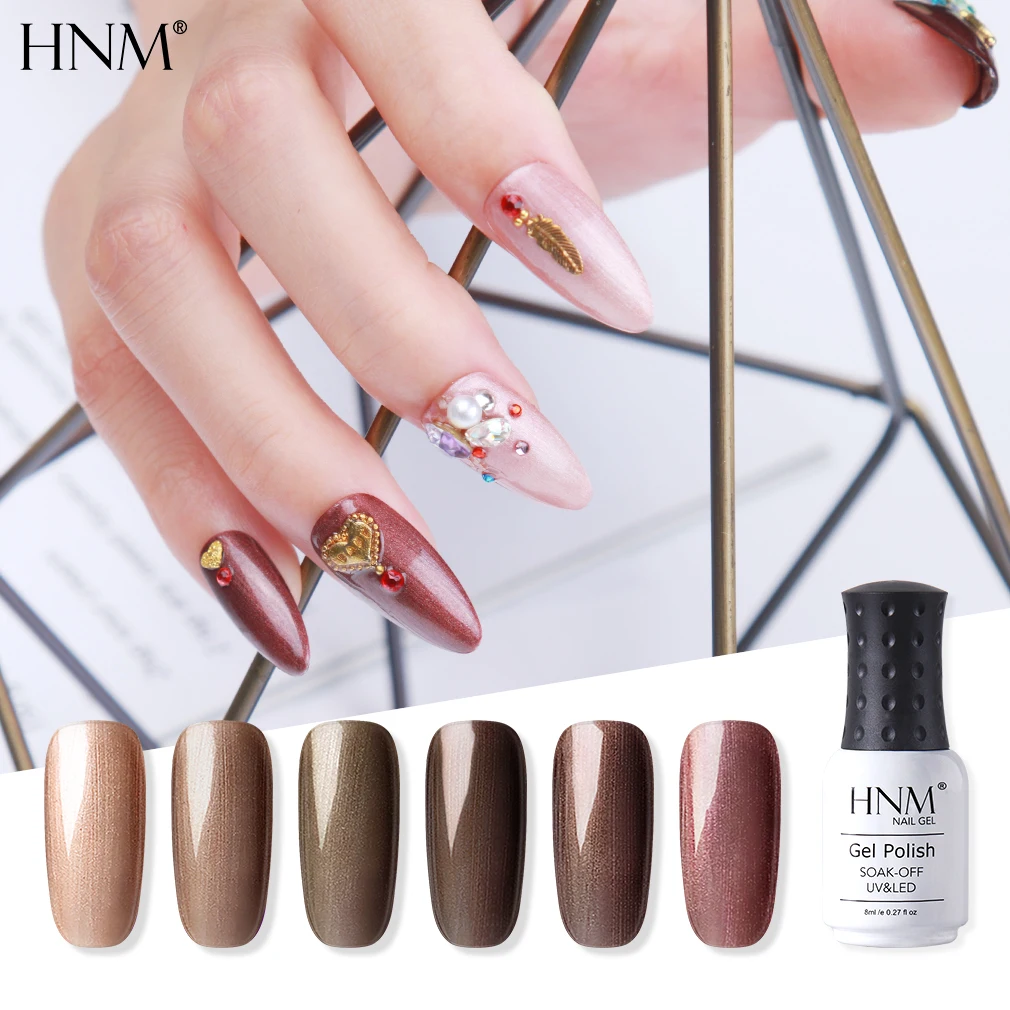 

HNM 8ml Bronze SeriesUV Gel Nail Polish DIY Narl Art Soak Off Hybrid Varnish LED Lamp Semi Permanent Paint Lucky Lacquer Enamel