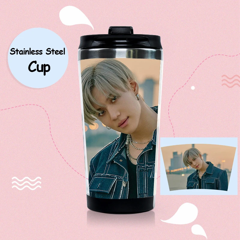 TAEMIN Kpop SuperM 1st мини-альбом чашка для воды из нержавеющей стали BAEKHYUN LUCAS MARK TAEYONG TEN TAEMIN KAI двухслойная бутылка - Цвет: TAEMIN