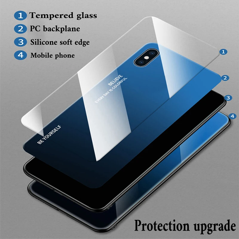 Градиентное закаленное стекло чехол для iPhone 7 6 8 6s Plus X Xs Max Xr защитный 11 Pro XS MAX S