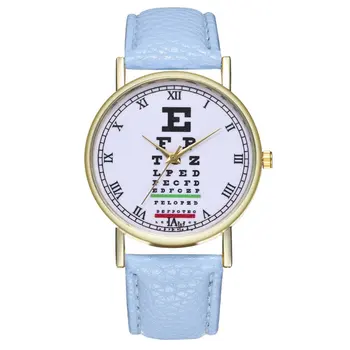 

High-quality Brand new Beneficial T87 eye chart leather strap quartz watch Fashionable Popular Nice Sweet Gift