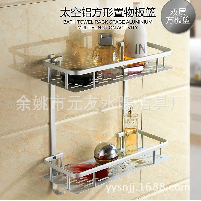 Алюминиевая двухслойная прямоугольный алюминиевый стеллаж для хранения тарелок с крюком лоток для ванной косметики Подвеска для хранения производителей