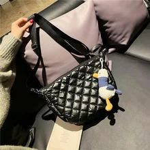 Новая зимняя сумка для женщин, Повседневная хлопковая стеганая сумка с перьями для женщин, сумка через плечо