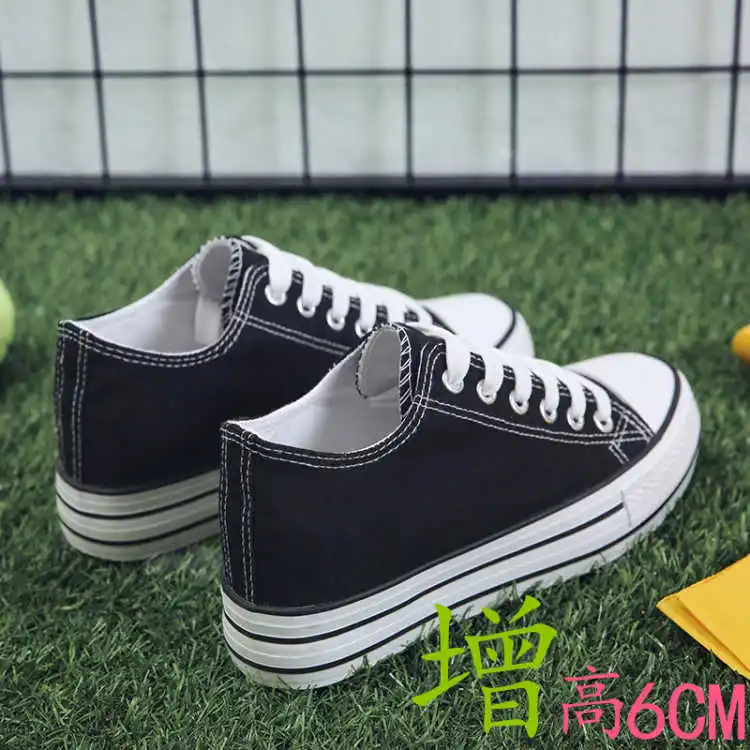 

6cm Spring Elevator Shoes Student Korean-style Thick Bottomed Canvas Shoes Women's Elevator Shoes New Style Versatile Shoes Chil
