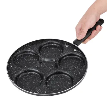 

Aluminum 5 Round Holes Frying Omelet Pan Non Stick No Oil-smoke Eggs Cooking Pan Home Kitchen Cookware Cake Maker for Breakfast