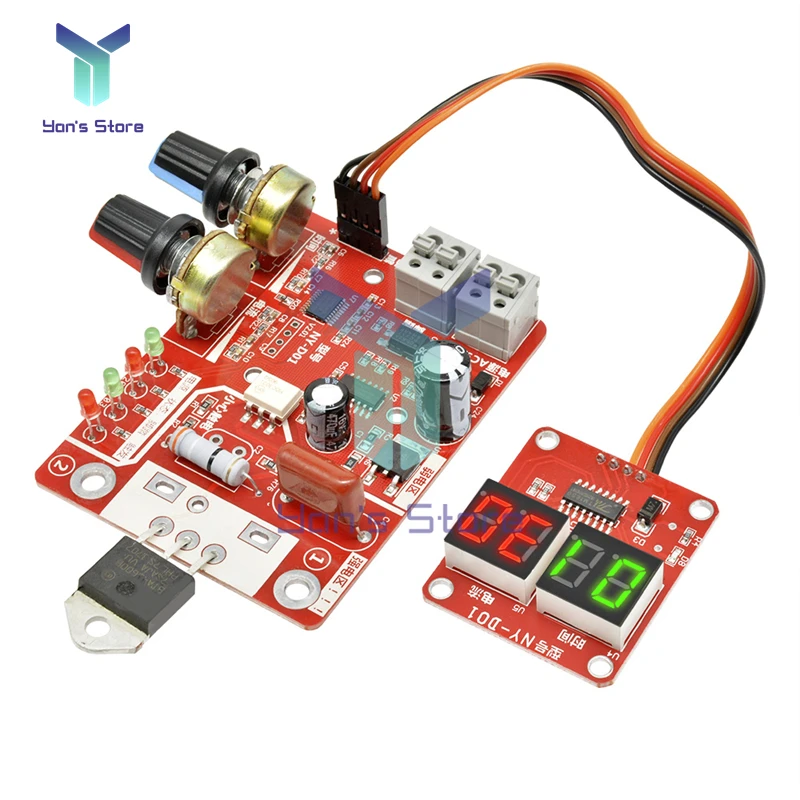 NY D01 40A 100A Spot Welder Single Pulse Time Current Digital Display Transformer Controller Board Parts New Adjust Time Current plastic welder stapler Welding Equipment