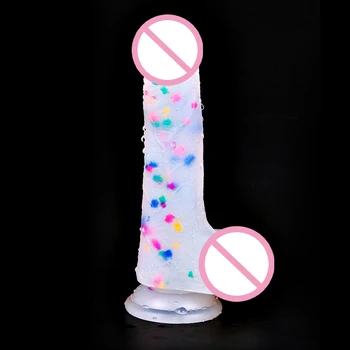 New Jelly Rainbow Strapon Dildo Suction Cup Realistic Penis Dick Female Masturbation Dildo Anal Plug Lesbian Sex Toys For Women 5