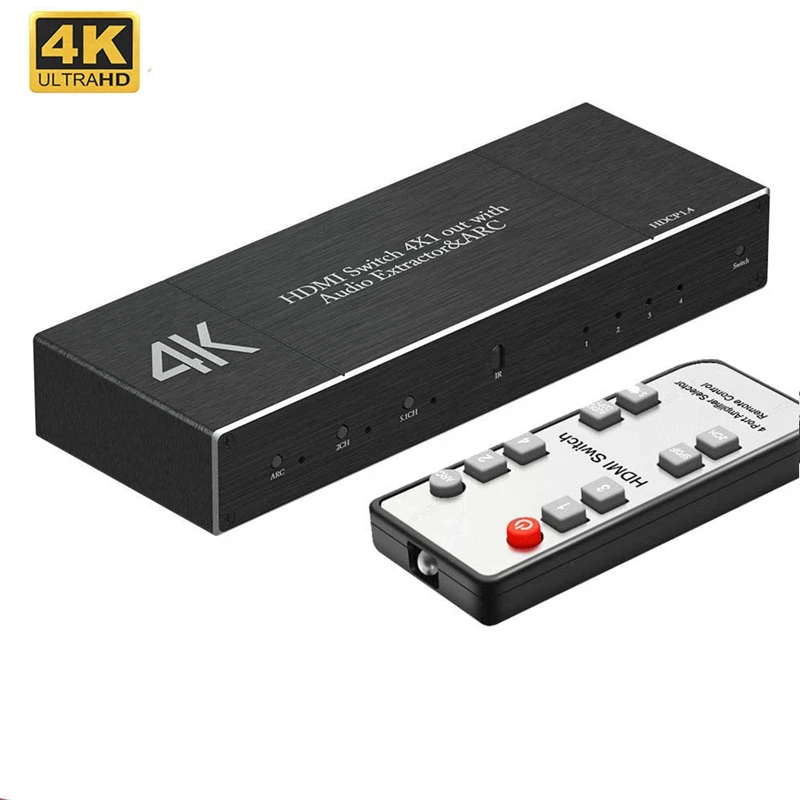 HDMI 2,0 Switcher 4 Cut 1 Band Аудио разделительная поддержка HDR 10 ARC 4K 60Hz поддержка 5,1 канала US Plug