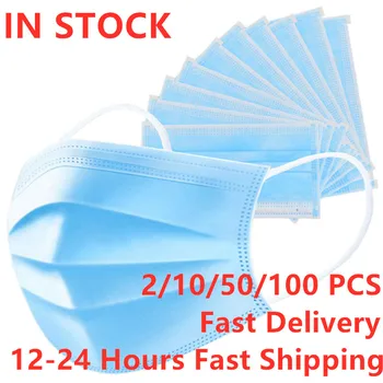 

50Pcs/100pcs Face Mask Disposable Mascarilla 3 Layer Ply Filter Meltblown Mouth Mask Safe Breathable Dustproof Protective Masks