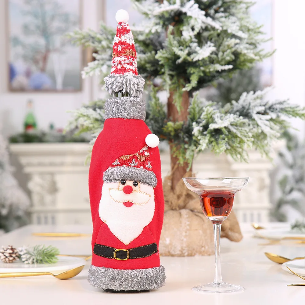 High Quality Santa Clause Hat Suit Wine Bottle Cover Bags Christmas Ornament Christmas Xmas Party New Year Decoration - Цвет: snowman