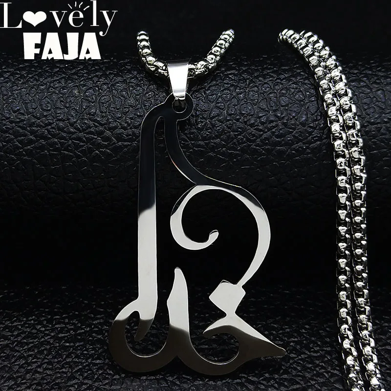 

Persian Parsi Khoda God Design Stainless Steel Necklace Chain Women Silver Color Necklaces Persia Art Gift Jewelry chaine N19319