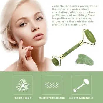 

Double-Headed Roller + Scraping Board Facial Massage Natural Jade Health Care Facial Beauty Stick Promoting Metabolism