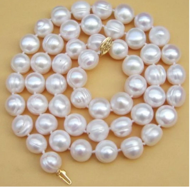 

REAL CLASSIC +++ 10-11MM SOUTH SEA WHITE BAROQUE PEARL NECKLACE 20 INCH 14KGP