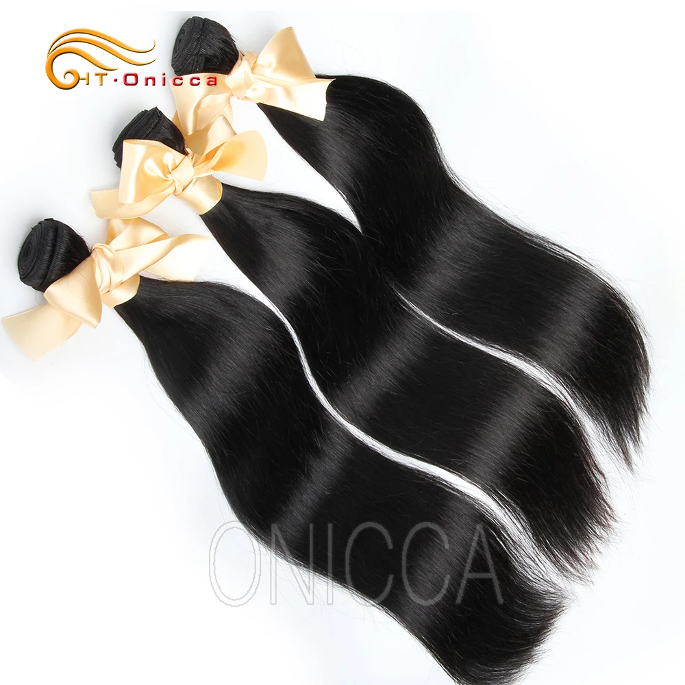 Htonicca 26 28 30 дюймов длинные Remy перуанские человеческие волосы плетение прямые 1 3 4