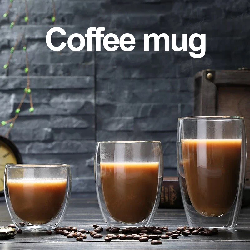 Heatresistant Double Wall Glass Cup milk tea Espresso coffee mug