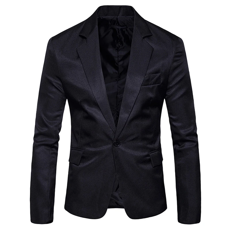 Black Королевский синий одна кнопка Slim Fit Мужской бейзер пиджак бренд заостренный лацкан воротник для мужчин люкс Повседневные Вечерние свадебные блейзеры Hombre - Цвет: Black