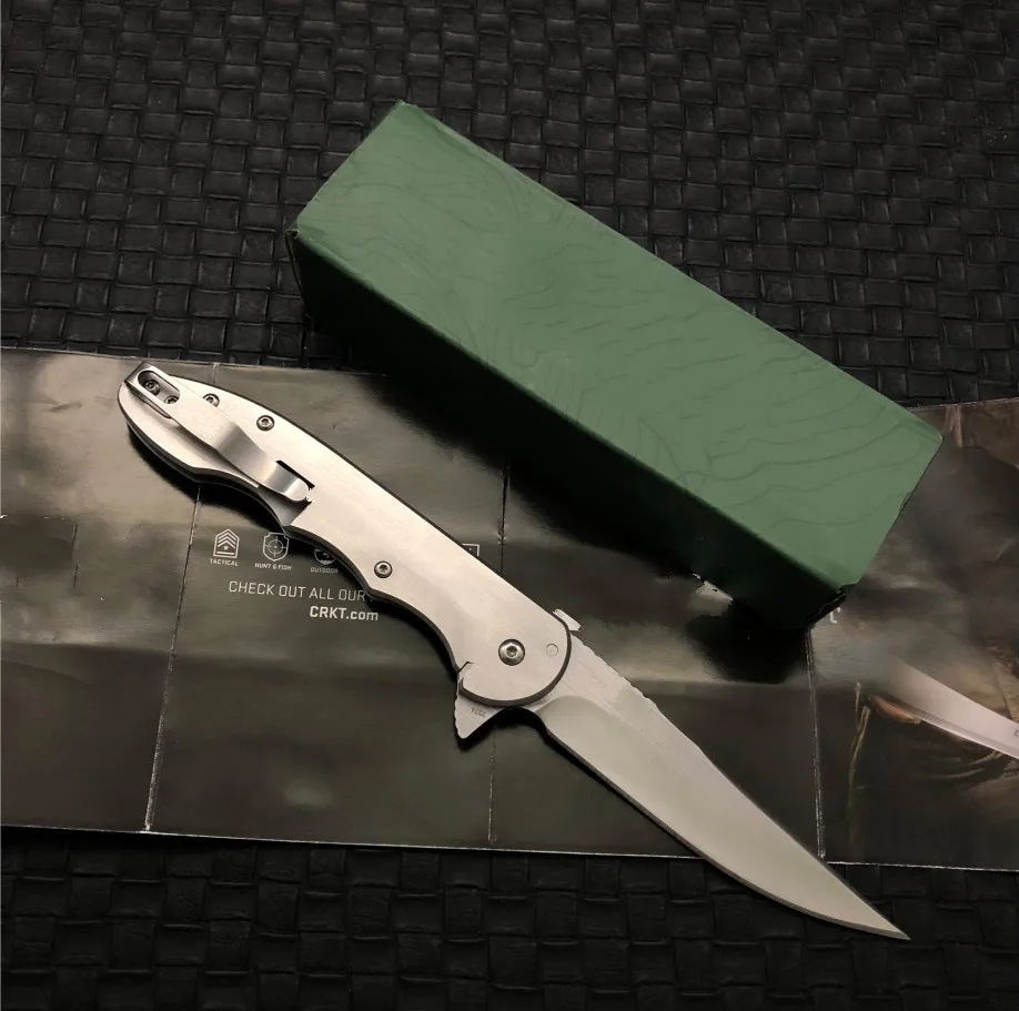 New folding pocket knife 8CR13MOV blade Stainless steel handle factory quality color box free shipping wholesale price