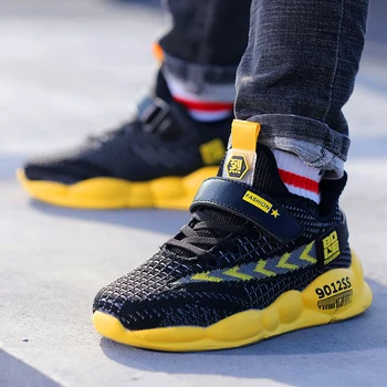 

HOBIBEAR Teenage Boy Sneakers Hook & Loop Kids Sport Running Shoes Designer Shoes Kids Soft Sole Children School Sport Trainers