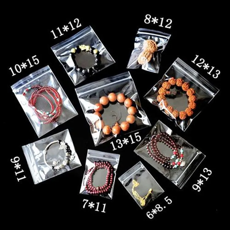 100pcs Resealable PP Super Clear Plastic Zip Lock Bags Antioxidant Jewelry Bracelet Headdress Fruits Eco-Friendly Gifts Pouches 2