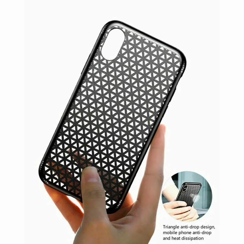 

Summer New Silicone Phone Case For iPhone XS X 7 8 Plus Cooling Hollow 7P 8P Triangle Hollow Fashion Cover