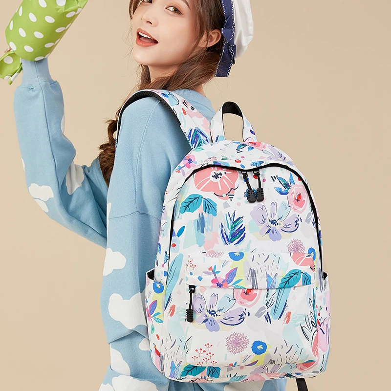 School Bags Womens Spring And Autumn Large Capacity PU Flower