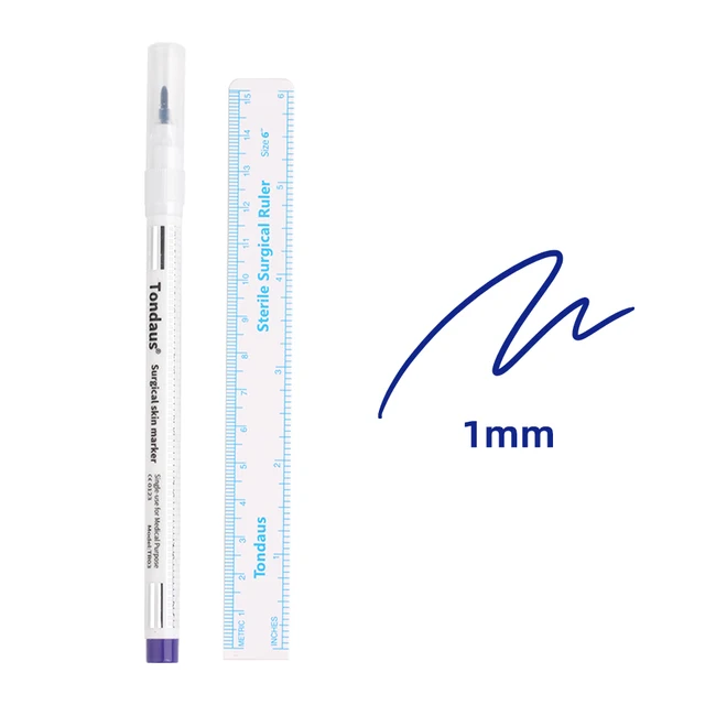 Tattoo Skin Marker Pen Tool Accessories Surgical Skin Marker for Eyebrow 0.5mm/1mm Fixed Point Pen with Ruler Set Tools 1mm single head